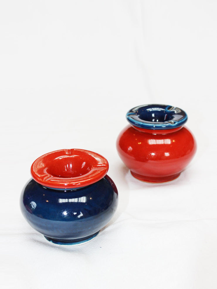 Red and blue Dolly ashtray
