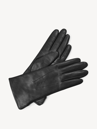 Aspinal Of London Black nappa cashmere lined leather gloves at Collagerie