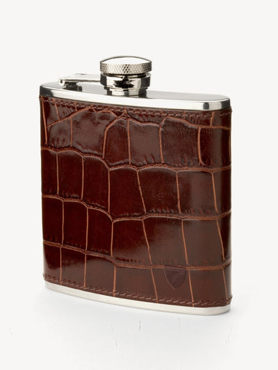 Aspinal Of London Leather hip flask at Collagerie