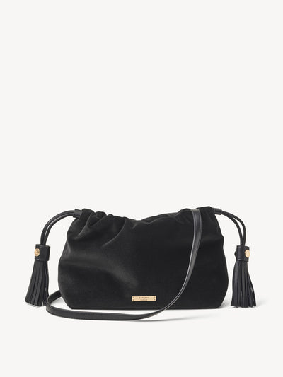 Aspinal Of London Amelia black velvet bag at Collagerie