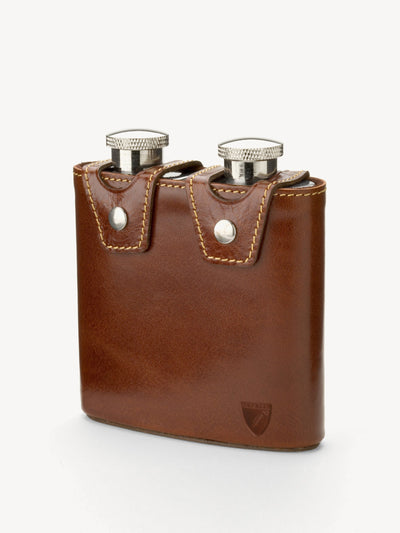 Aspinal Of London Double 6oz leather hip flask at Collagerie