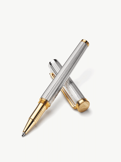 Aspinal Of London Regent Ballpoint Pen in Sterling Silver 925 with 23ct Gold at Collagerie