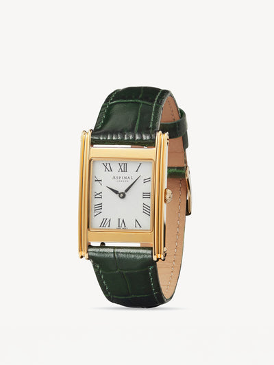 Aspinal Of London The Mayfair watch in deep shine evergreen croc at Collagerie
