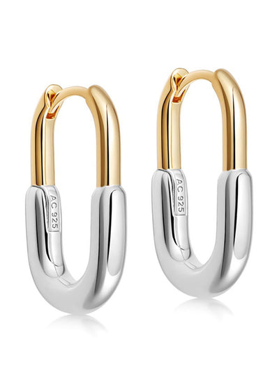 Astley Clarke Gold and silver Aurora u-shape hoop earrings at Collagerie