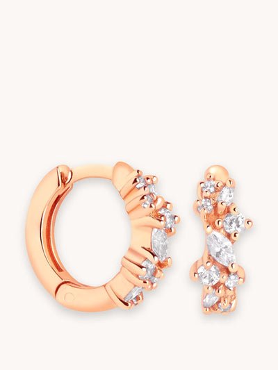 Astrid & Miyu Crystal cluster huggies in rose gold at Collagerie