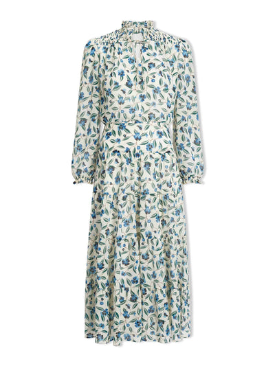 Cefinn Blue deco floral Zoe maxi dress at Collagerie