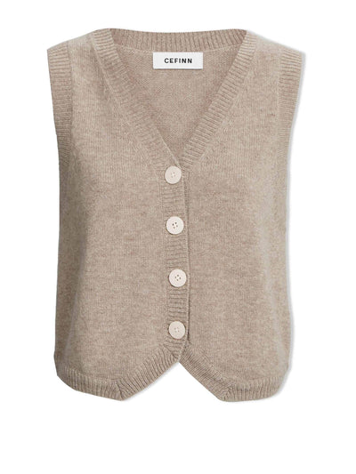 Cefinn Taupe Wesley wool waistcoat at Collagerie