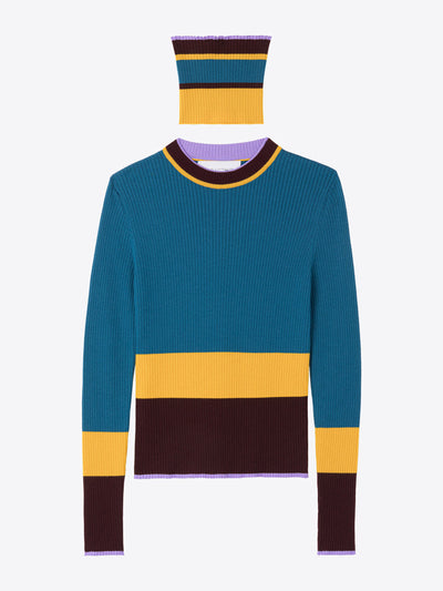 AZ Factory Colourblock crewneck with matching snood at Collagerie