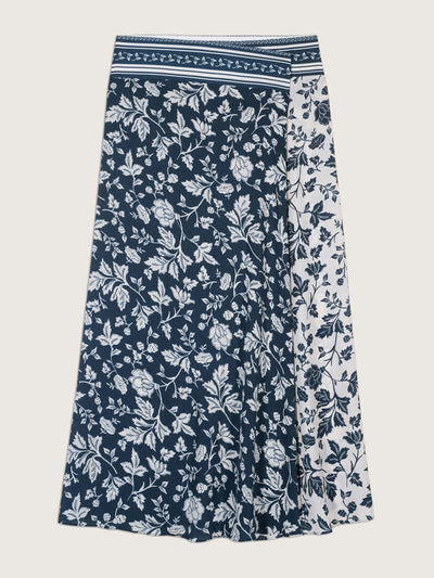 ba&sh Blue floral wrap around midi skirt at Collagerie