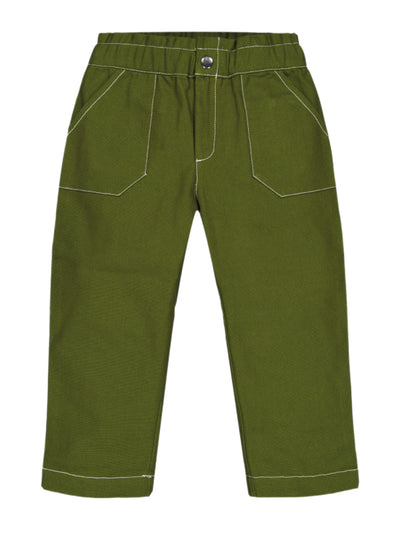 BANDITS À LA CRÉME Denim trousers in Dark Basil Green at Collagerie