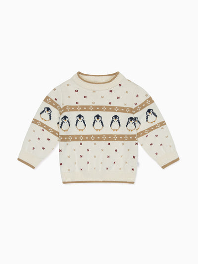 Baby Mori Penguin Fair Isle knitted jumper at Collagerie