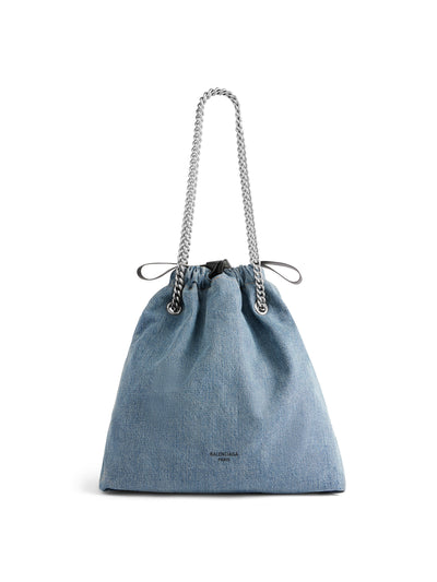 Balenciaga Women's crush medium tote bag denim in blue at Collagerie