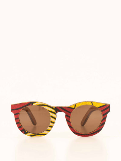 Ballo Red and yellow print cork sunglasses at Collagerie