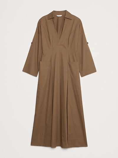 Banana Republic Cotton twill long midi dress at Collagerie