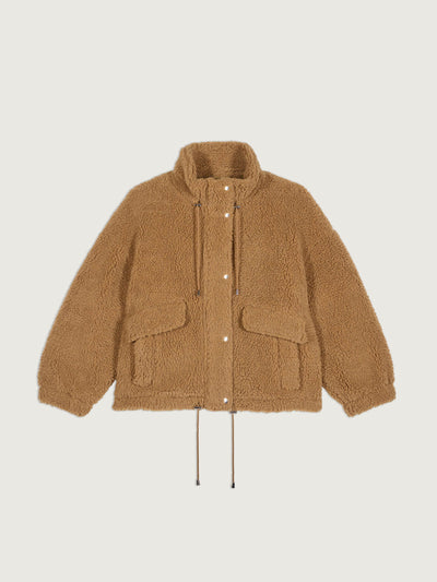 Ba&Sh Beige shearling cropped jacket at Collagerie