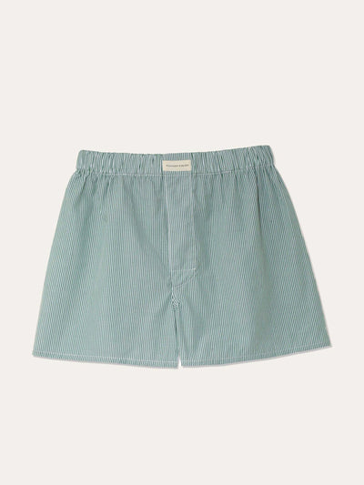 Beaufort & Blake Yew green stripe boxer shorts at Collagerie