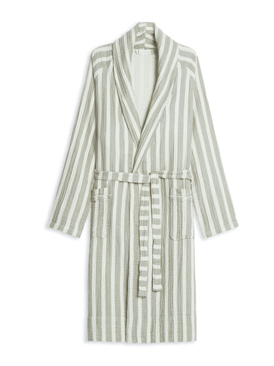 Bedfolk Sage stripe The Dream cotton robe at Collagerie