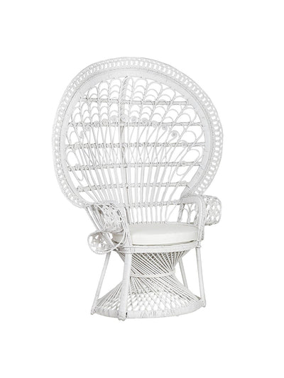 Beliani White rattan peacock chair at Collagerie