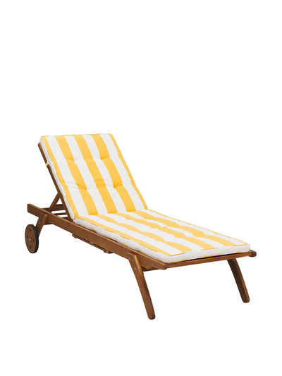 Beliani Reclining sun lounger with yellow stripe cushion at Collagerie