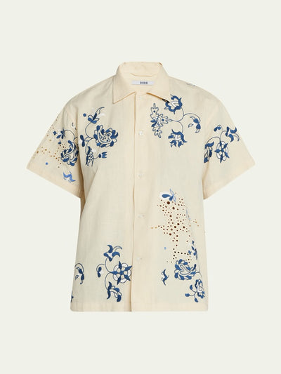 Bode Floral eyelet boxy shirt at Collagerie