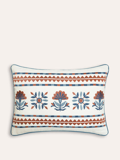 Birdie Fortescue Sancti rectangular embroidered statement cushion at Collagerie