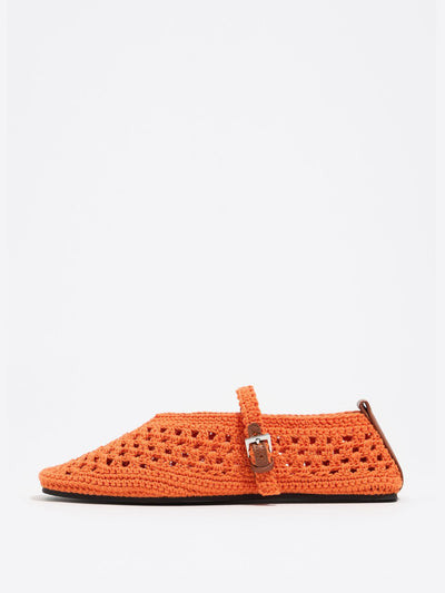 Bimba Y Lola Orange crochet ballerina flats at Collagerie