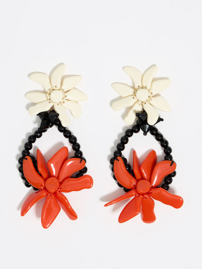 Bimba Y Lola Ivory and coral flowers earrings at Collagerie