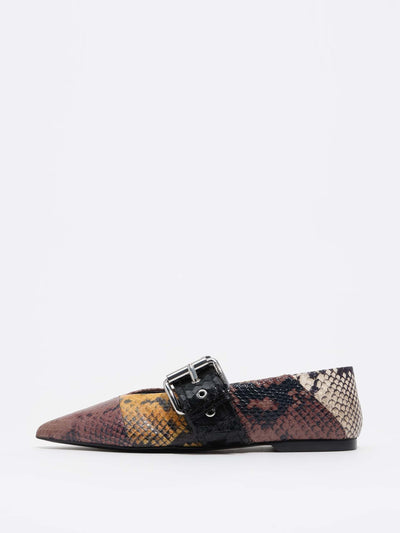 Bimba Y Lola Patchwork snake ballerina flats at Collagerie