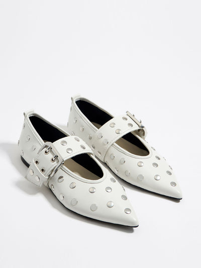 Bimba Y Lola Studded white leather ballerina at Collagerie
