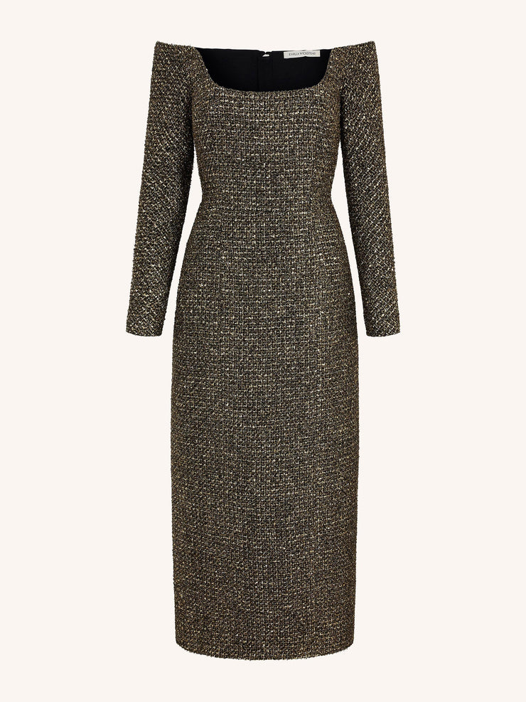 Birch dress in gold disco tweed  Emilia Wickstead    - Collagerie