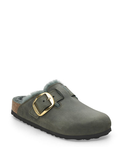 Birkenstock Boston Big Buckle shearling mules at Collagerie