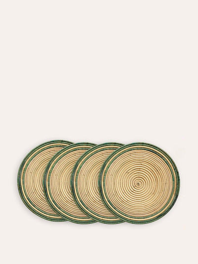 Birdie Fortescue Handwoven circular rattan placemats (set of 4) at Collagerie