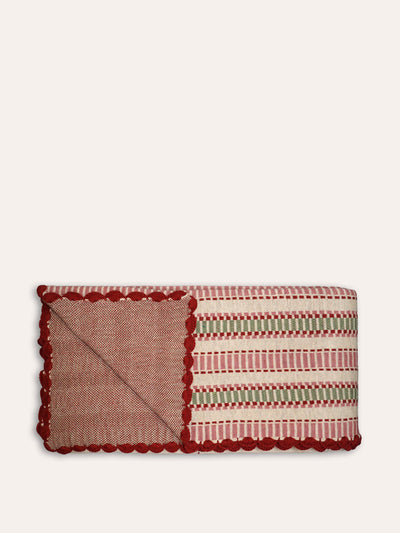 Birdie Fortescue Striped knitted throw in red & green at Collagerie