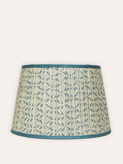 Birdie Fortescue Trellis pleated silk single band lampshade in blue at Collagerie