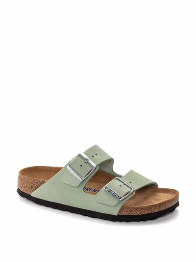 Birkenstock Two strap Arizona leather sandals in Matcha at Collagerie