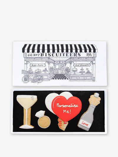 Biscuiteers Engagement letter box biscuits at Collagerie