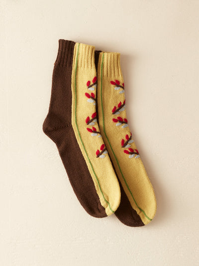 Bode Foliage embroidered socks at Collagerie