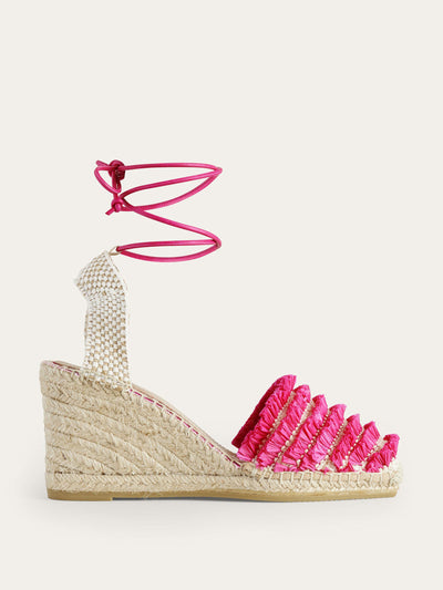 Boden Raffia ankle-tie wedge espadrilles at Collagerie