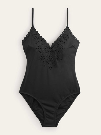 Boden Broderie v-neck swimsuit at Collagerie