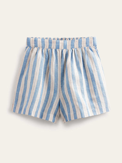 Boden Blue stripe linen shorts at Collagerie