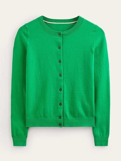 Boden Meadow Green cotton cardigan at Collagerie