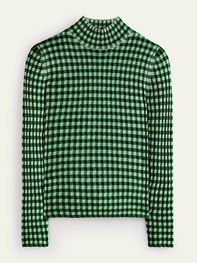 Boden Green fitted check jumper at Collagerie