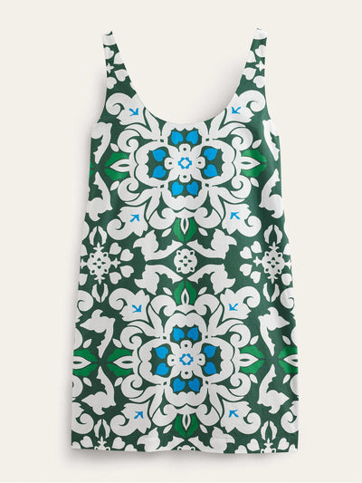 Boden Green floral-print scoop-neck shift dress at Collagerie
