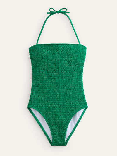 Boden Milos smocked bandeau swimsuit at Collagerie