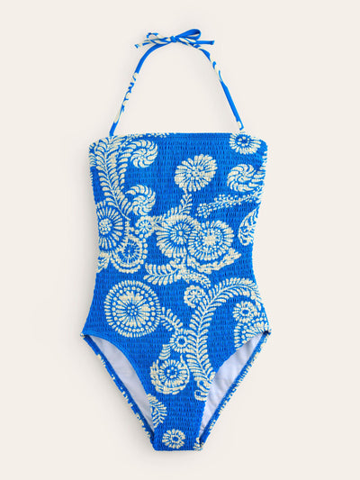 Boden Milos smocked bandeau swimsuit at Collagerie