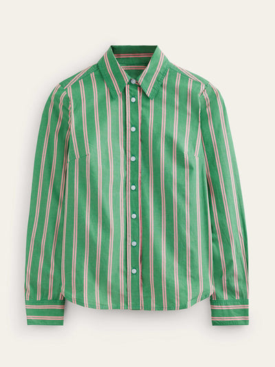 Boden Green and pink striped cotton shirt at Collagerie