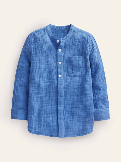 Boden Blue double cloth grandad shirt at Collagerie
