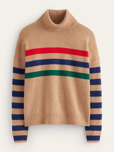 Boden Camel and Red stripe rollneck at Collagerie