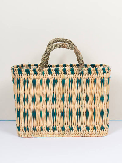 Bohemia Woven reed basket in green at Collagerie