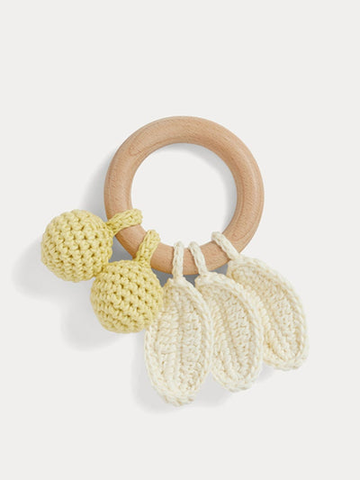 Bonpoint Becherrymini rattle in yellow knit at Collagerie